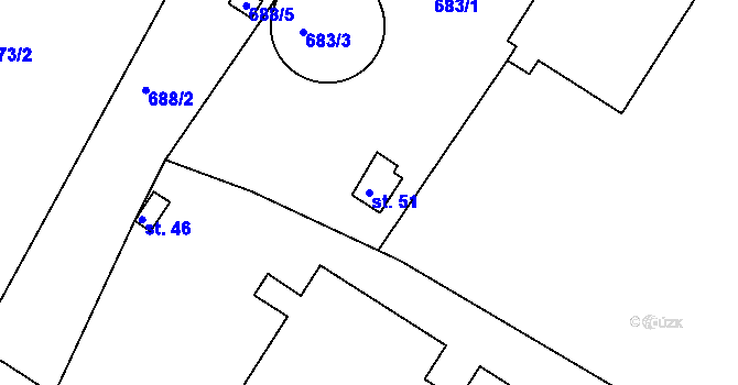 Parcela st. 51 v KÚ Chleby u Týnce nad Sázavou, Katastrální mapa