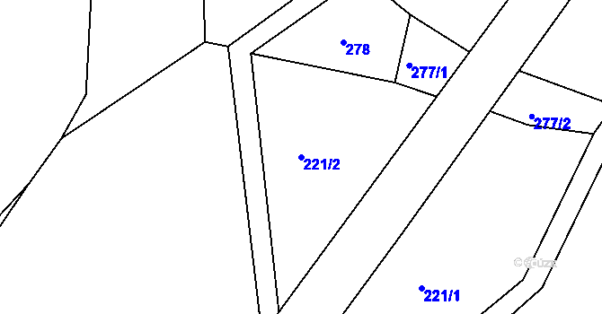 Parcela st. 221/2 v KÚ Chleby u Týnce nad Sázavou, Katastrální mapa