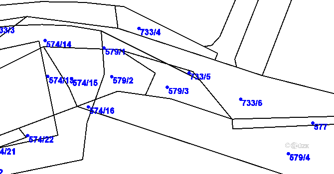 Parcela st. 579/3 v KÚ Chleby u Týnce nad Sázavou, Katastrální mapa