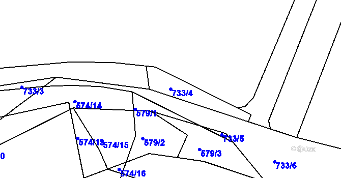 Parcela st. 733/4 v KÚ Chleby u Týnce nad Sázavou, Katastrální mapa