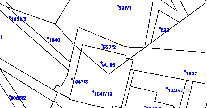 Parcela st. 527/2 v KÚ Chleby u Týnce nad Sázavou, Katastrální mapa
