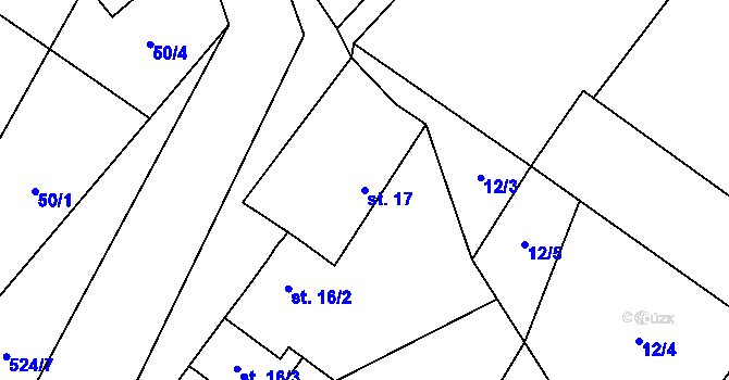 Parcela st. 17 v KÚ Chleby, Katastrální mapa