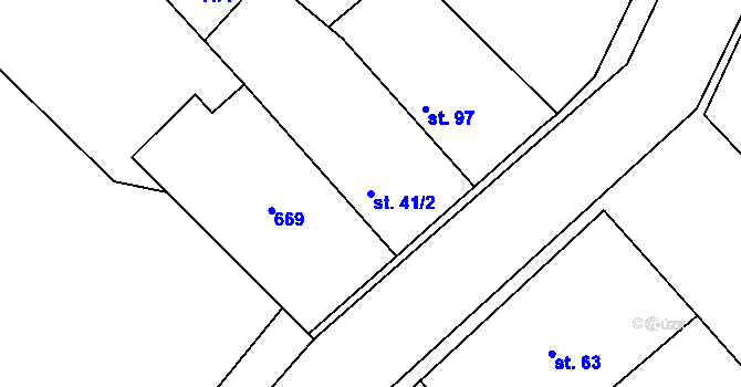 Parcela st. 41/2 v KÚ Chleby, Katastrální mapa