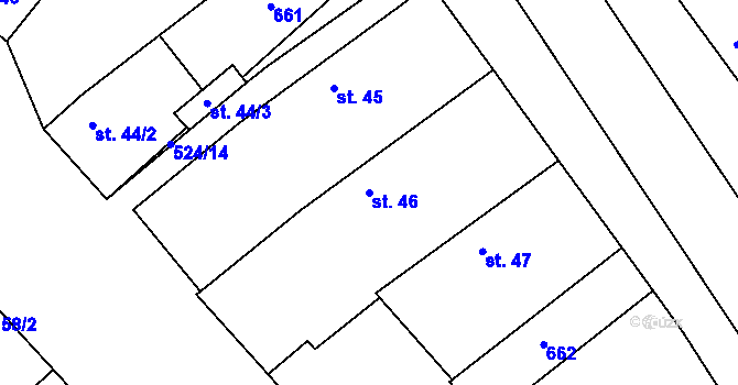 Parcela st. 46 v KÚ Chleby, Katastrální mapa