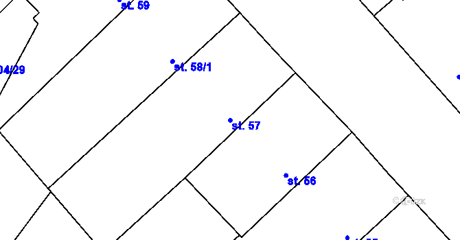 Parcela st. 57 v KÚ Chleby, Katastrální mapa