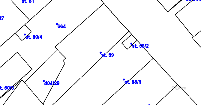 Parcela st. 59 v KÚ Chleby, Katastrální mapa