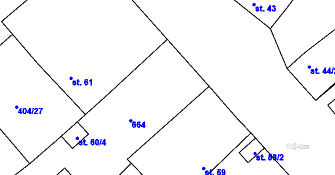 Parcela st. 60/1 v KÚ Chleby, Katastrální mapa