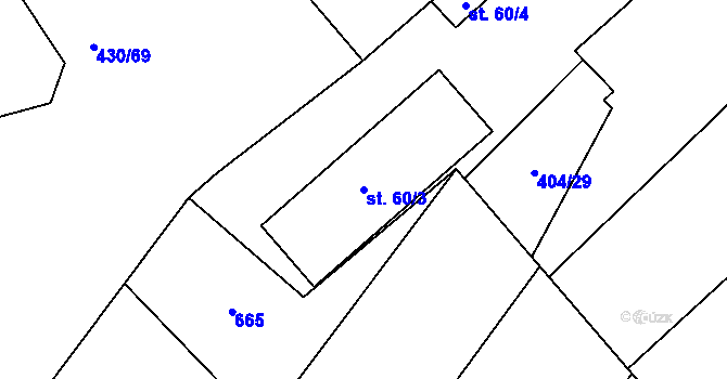 Parcela st. 60/3 v KÚ Chleby, Katastrální mapa