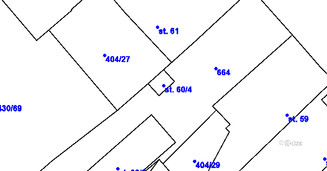Parcela st. 60/4 v KÚ Chleby, Katastrální mapa
