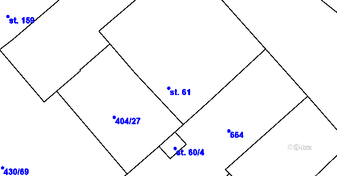 Parcela st. 61 v KÚ Chleby, Katastrální mapa