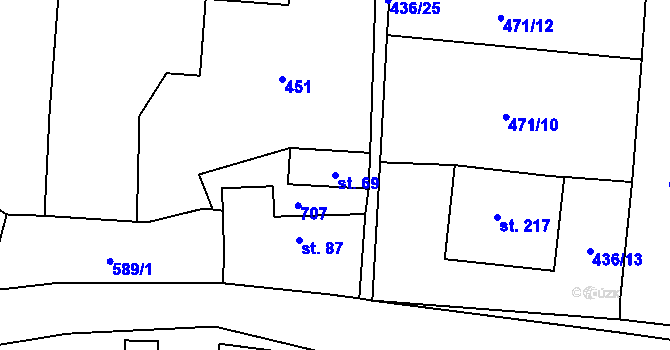 Parcela st. 69 v KÚ Chleby, Katastrální mapa