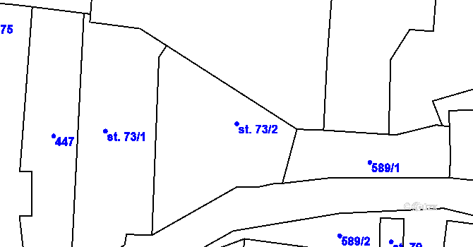 Parcela st. 73/2 v KÚ Chleby, Katastrální mapa