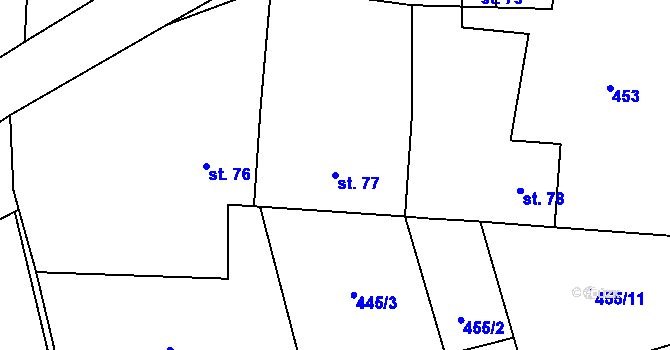 Parcela st. 77 v KÚ Chleby, Katastrální mapa