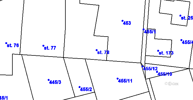 Parcela st. 78 v KÚ Chleby, Katastrální mapa