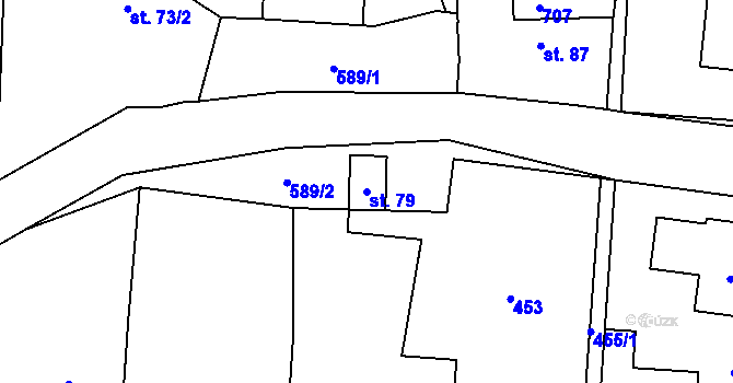 Parcela st. 79 v KÚ Chleby, Katastrální mapa