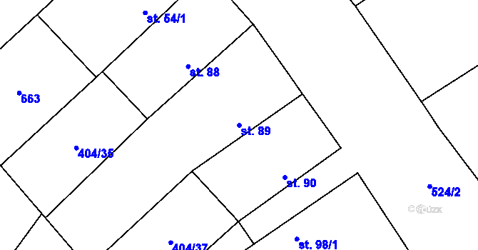 Parcela st. 89 v KÚ Chleby, Katastrální mapa