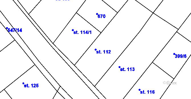 Parcela st. 112 v KÚ Chleby, Katastrální mapa