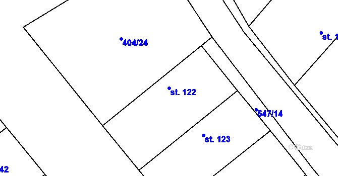 Parcela st. 122 v KÚ Chleby, Katastrální mapa