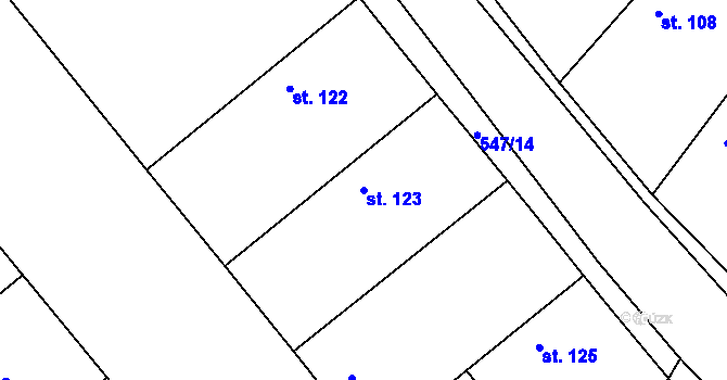 Parcela st. 123 v KÚ Chleby, Katastrální mapa