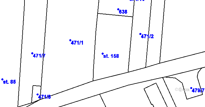 Parcela st. 158 v KÚ Chleby, Katastrální mapa
