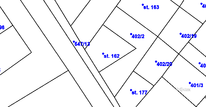 Parcela st. 162 v KÚ Chleby, Katastrální mapa