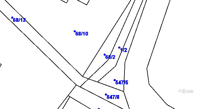 Parcela st. 68/2 v KÚ Chleby, Katastrální mapa