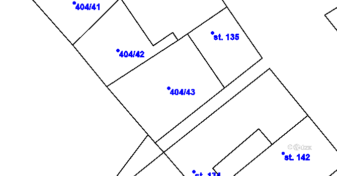 Parcela st. 404/43 v KÚ Chleby, Katastrální mapa
