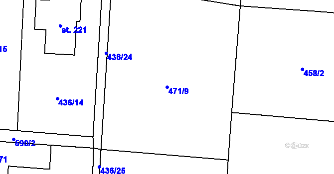Parcela st. 471/9 v KÚ Chleby, Katastrální mapa