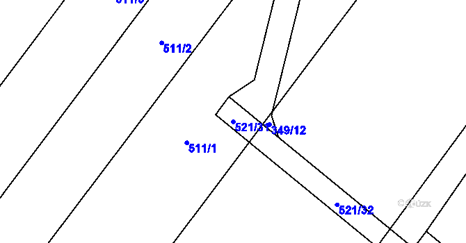 Parcela st. 521/31 v KÚ Chleby, Katastrální mapa