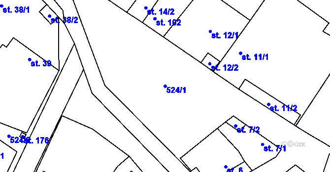 Parcela st. 524/1 v KÚ Chleby, Katastrální mapa
