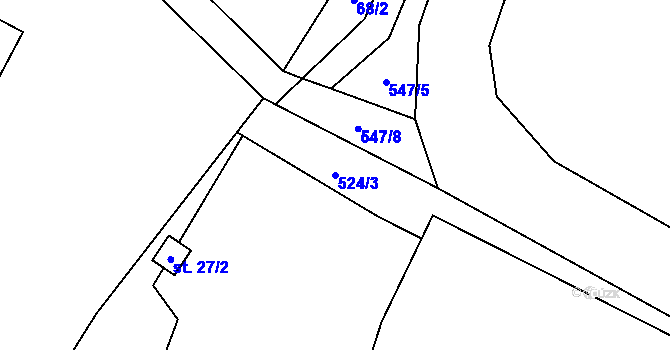Parcela st. 524/3 v KÚ Chleby, Katastrální mapa