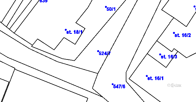 Parcela st. 524/7 v KÚ Chleby, Katastrální mapa