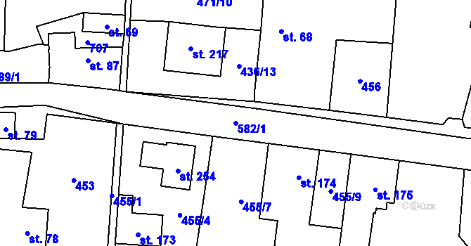 Parcela st. 582/1 v KÚ Chleby, Katastrální mapa