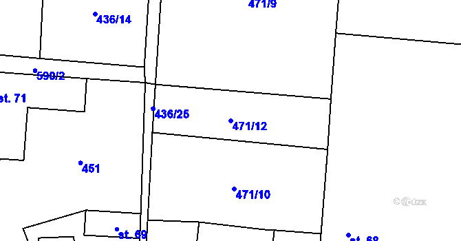 Parcela st. 471/12 v KÚ Chleby, Katastrální mapa