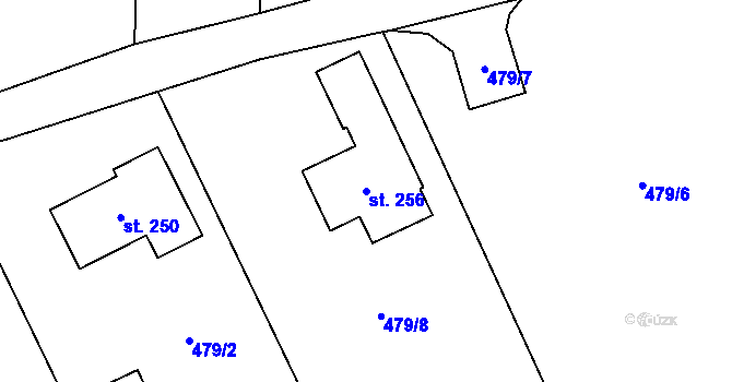Parcela st. 256 v KÚ Chleby, Katastrální mapa