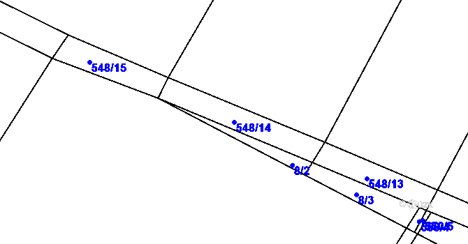 Parcela st. 548/14 v KÚ Chleby, Katastrální mapa