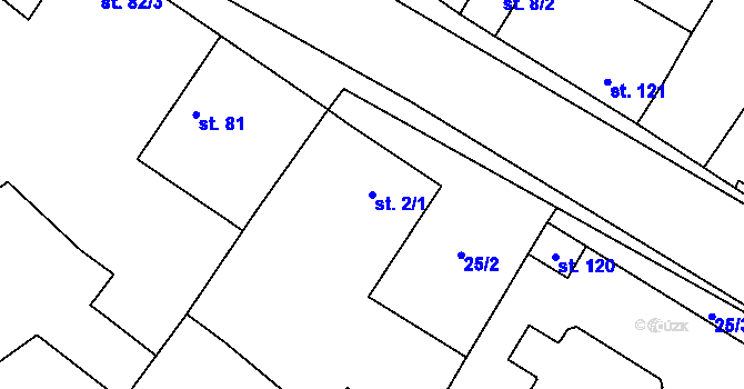 Parcela st. 2/1 v KÚ Chleby, Katastrální mapa