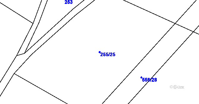 Parcela st. 255/25 v KÚ Chleby, Katastrální mapa