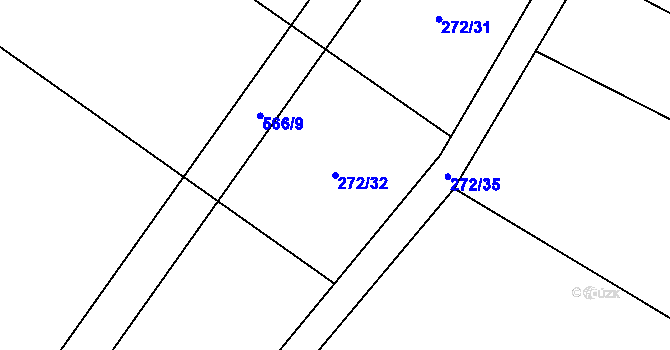Parcela st. 272/32 v KÚ Chleby, Katastrální mapa