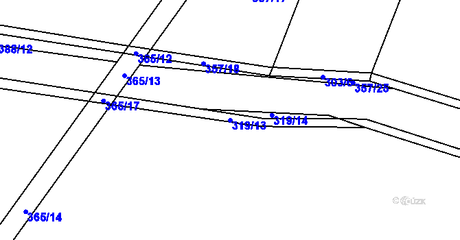 Parcela st. 319/13 v KÚ Chleby, Katastrální mapa