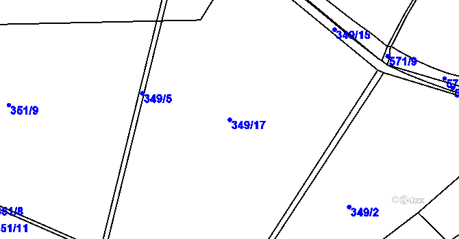 Parcela st. 349/17 v KÚ Chleby, Katastrální mapa