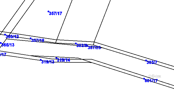 Parcela st. 357/25 v KÚ Chleby, Katastrální mapa