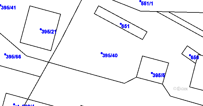 Parcela st. 395/40 v KÚ Chleby, Katastrální mapa