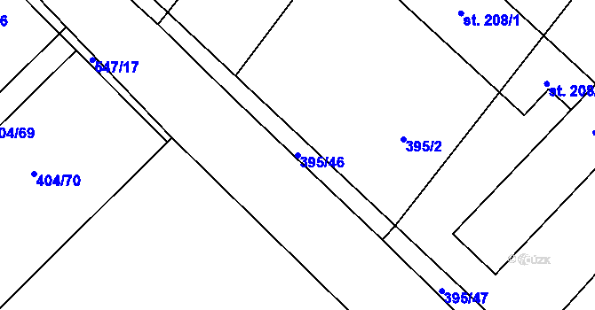 Parcela st. 395/46 v KÚ Chleby, Katastrální mapa