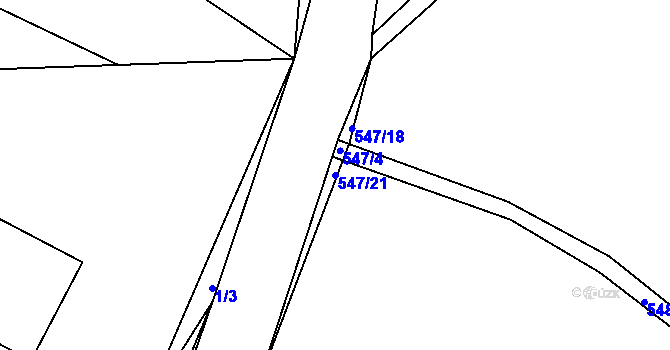 Parcela st. 547/21 v KÚ Chleby, Katastrální mapa