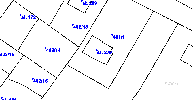 Parcela st. 279 v KÚ Chleby, Katastrální mapa