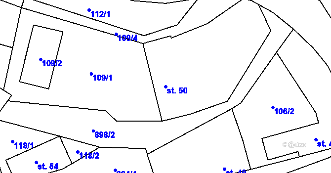 Parcela st. 50 v KÚ Chleny, Katastrální mapa