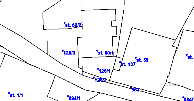 Parcela st. 60/1 v KÚ Chleny, Katastrální mapa