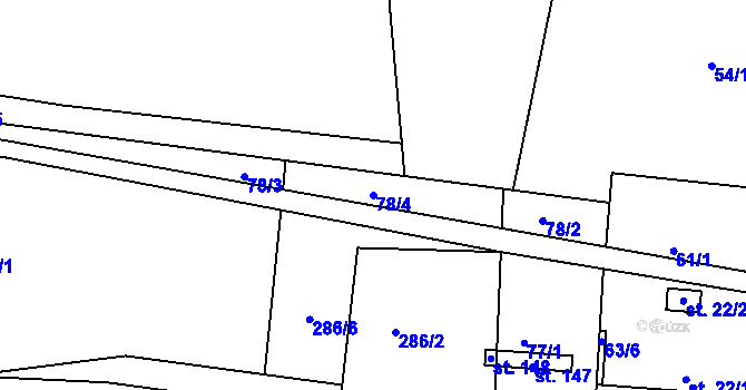 Parcela st. 78/4 v KÚ Vrbice u Kostelce nad Orlicí, Katastrální mapa