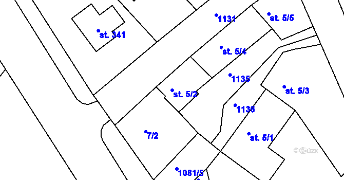 Parcela st. 5/2 v KÚ Chlístov u Benešova, Katastrální mapa